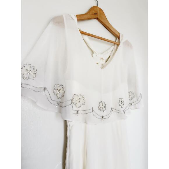 MODCLOTH Cape May Beaded Gown Maxi Dress in White Size 2 - Picture 4 of 11